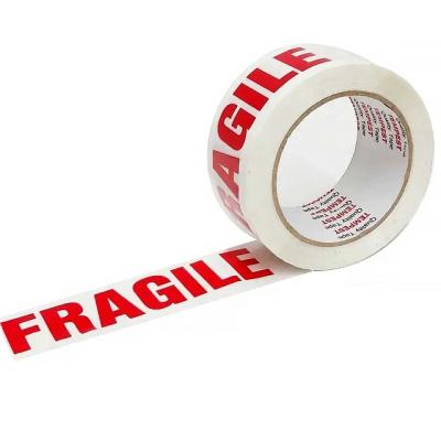 China Waterproof GH-Printing Custom Fragile Wrapping Tape Rolls Long Transparent Red White for sale