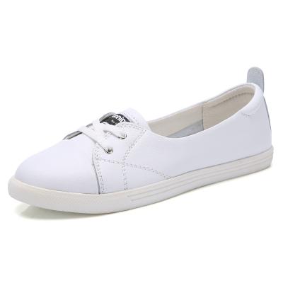 China Best Selling Slip On Genuine Leather White Shoes, Fashion Student Casual Shoes for sale