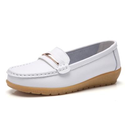 China Jinjiang factory real women's flat shoes wholesale leather ladies casual shoes for sale