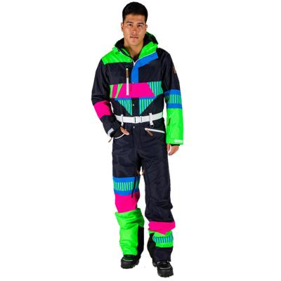 China Anti-UV Bright Contrast Color Digital Printing Snowsuit Ski Jacket One Piece Men for sale