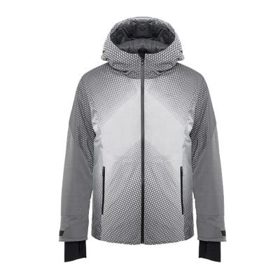 China Custom Brand Double Layers Gray Professional Custom Logo Anti-UV Waterproof Down Skiing Snow Jakcte Suit For Women for sale