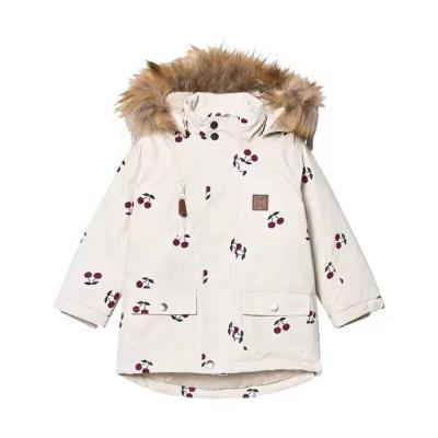 China Selling Cherry Fleece INS Amazon Baby Fur Hood Jacket Coat Warm Thick Winter Waterproof Breathable Warm Waterproof Design for sale