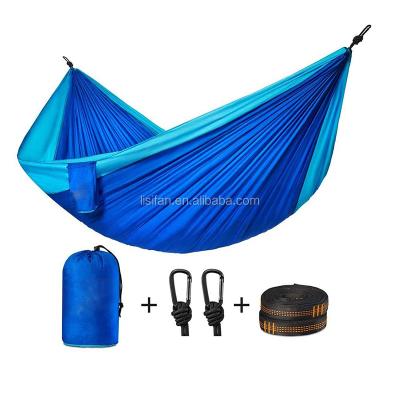 China Camping Furniture Outdoor Portable Double Parachute Travel Backpacking Nylon Hammock With 2 Tree Straps for sale