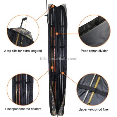 China UNIVERSAL Hot Selling Multifunctional Waterproof Durable Fishing Tackle Rod Organizer Bag Camouflage Netting Double Layers for sale