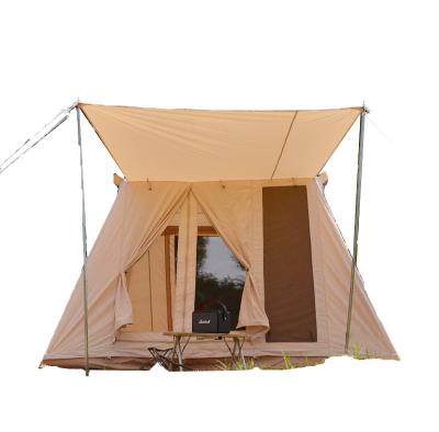 China Straight Tie Type New Design Large 4 Person Camping Tents For Hunting Outdoor Camping Cotton Canvas Spring Waterproof Tent 4 Season for sale