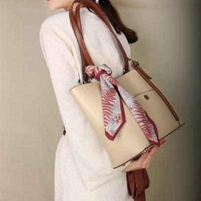 China The other high-end female large-capacity simple all-match tote bags silk shoulder bag autumn and winter bag set for sale