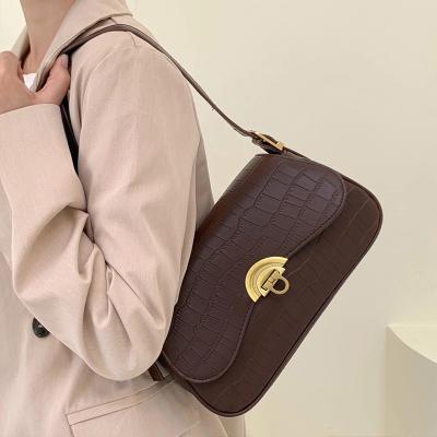 China High quality soft crocodile leather Korean version of high quality female bags pattern of the armpit handbag lock shoulder messenger bag for sale