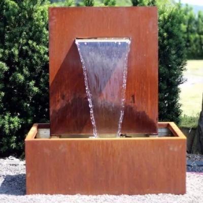 China Traditional Outdoor Landscape Stainless Steel and Artificial Corten Steel Fountains Waterfall for Landscaping for sale