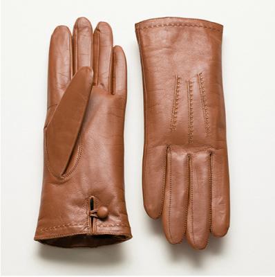 China Wholesale Simple Ladies Italian Brown Color Fashion Leather Gloves for sale