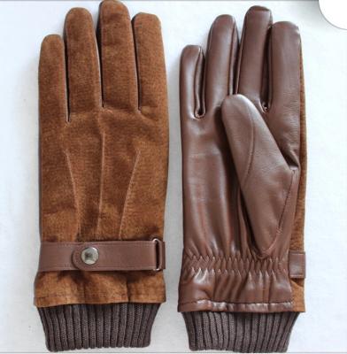 China Simple Men's Fashion Suede Italian Leather Winter Warm Striped Gloves for sale