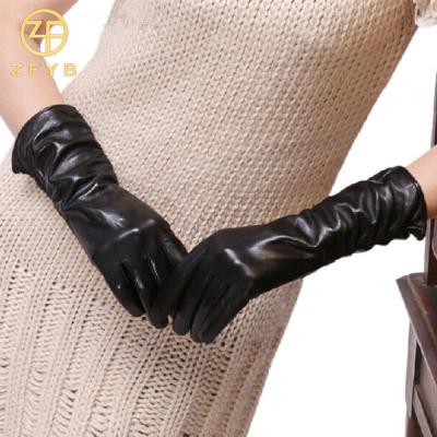 China Ladies Long Simple Elegant Lambskin Nappa Leather Gloves for sale