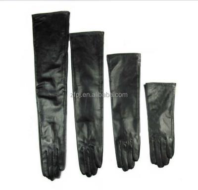 China 30cm To 60cm Simple Long Style Evening Simple Custom Made Leather Gloves*black for sale