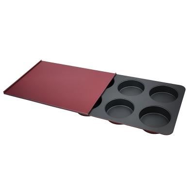 China JIANGXIN Viable Mini 6 Holes Muffin Pan Cake Pan Carbon Steel Heat Resistant Non-Stick Kitchen Bakeware With Cover for sale