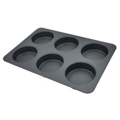 China JIANGXIN Viable 6 Cups Roll Pan Brownie Cake Pan Cupcake Pan Carbon Steel Nonstick Bakeware Tray for Oven Baking for sale