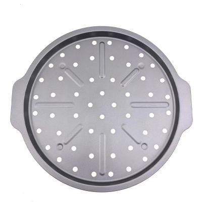 China JIANGXIN New Design Sustainable Oven Pizza Pan Home Kitchen Restaurant Use Carbon Steel Non-Stick Coated Pizza Tray With Hole Bakeware for sale