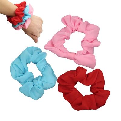 China Wholesale Soft Chiffon Scrunchies Comfort Bowknot Satin Elastic Scrunchy Hair For Women Accessories for sale