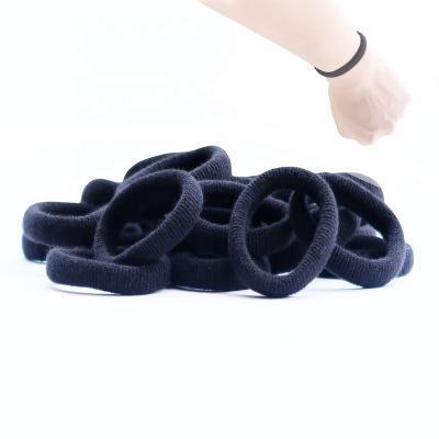 China Black Seamless Elastic Hair Band Tie Band Organic Biodegradable Cotton Ponytail Holders For Girl for sale