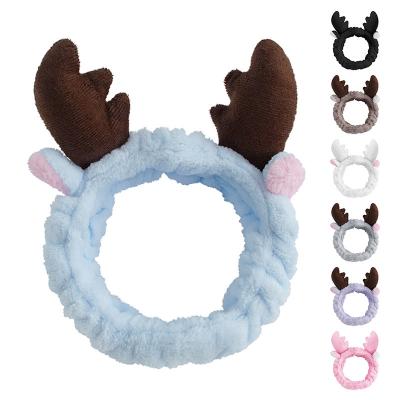 China Fashional Madame New Plush Flannel Antler Hair Band Enough For Makeup And Face for sale