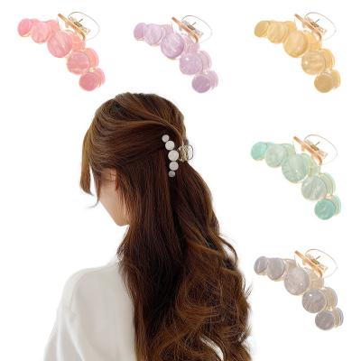 China Fashional 2021 Korean Lady Factory Wholesale Colored Round Acrylic Plastic Plastic Girl Hair Accessories Pretty Jelly Color Hair Claw For Women for sale