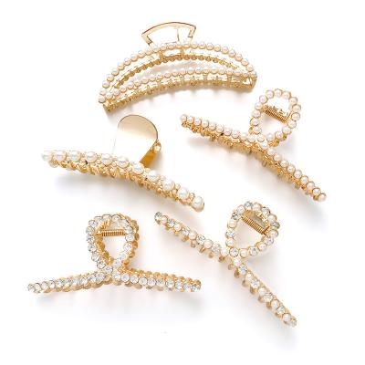 Cina Fashional Girls Hair Accessories Clips Girls Hair Claws Metal Rhinestone Pearl Women Lady 2021 Pretty Large Hair Accessory Wholesale Luxury Hair Clips in vendita