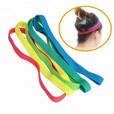 China Anti slip and wholesale sports elastic headband nylon printed headband with custom logo en venta