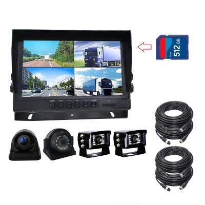 China 9 Inch Car Monitor System 1080P Quad Split Monitor Built-in Video Recording AHD 4 Channel Mobile DVR Car DVR Reversing Monitor for sale