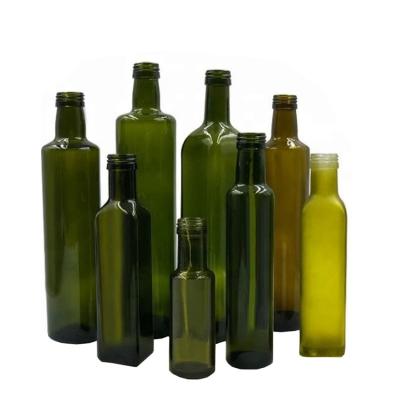 China Wholesale Food Tan Square Shape 500ml Olive Oil Glass Bottle 250ml Vintage Green Olive Oil Glass Bottle for sale