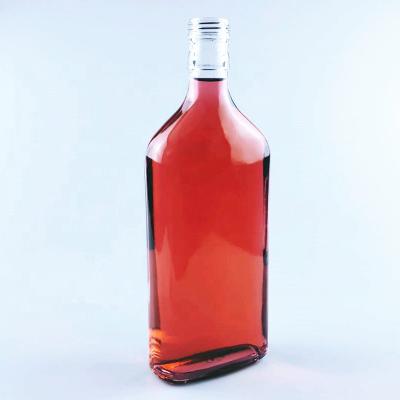 China 550ml Glass Flat Beverage Shape Liquor Use Bottle With Aluminum Lid For Storing Wine, Vodka for sale