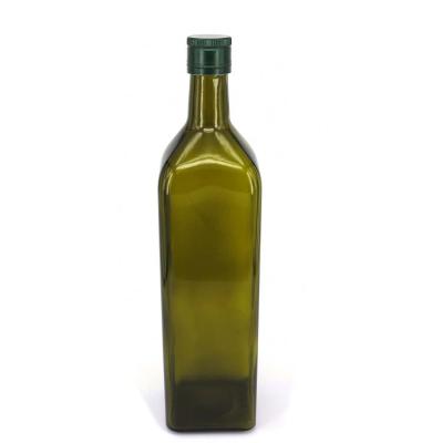 China Food 100ml 250ml 500ml 750ml 1000ml Square Food Olive Oil Glass Bottle Frying Oil Glass Bottle With Metal Lid for sale