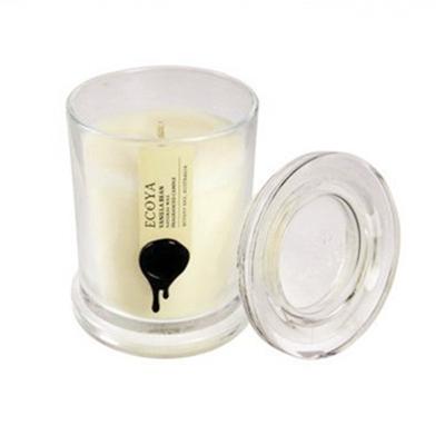 China Home Use Decoration 200ml Non Handmade Clear Wax Perfume Candle Jar / Cup With Glass Cover Lid for sale