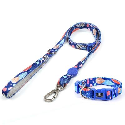 China 2022 China Factory Reflective Hot Sale Sublimation Dog Collar and Leash Adjustable Luxury Set Custom Custom Pet Leash Set for sale