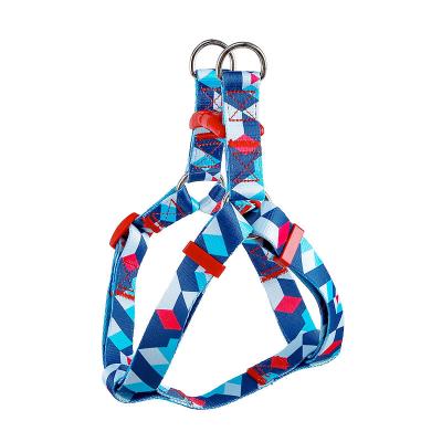 China 2022 New Fashion Dog Body Harness Polyester Printing Design Large Dog Harness Multi Color Nylon Chest Harness for sale