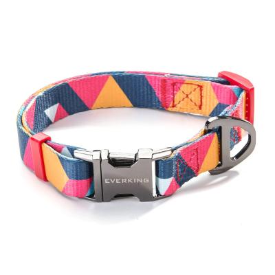 China Reflective Strong Safety Customized Print Adjustable Nylon Pet Dog Collar Wholesale Reflective Brand Luxury Custom Pet Collars for sale