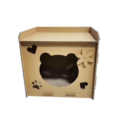 China High Quality Corrugated Thickened Corrugated High Density Viable Pet Paper Cat Breathable House Cage 2022 Scratch Board Cat House for sale