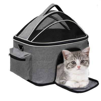 China Viable Hot Selling Easy Assembly Castle Train Bag High Capacity Breathable Detachable Mesh Ventilation Portable Pet Cat Bag for sale