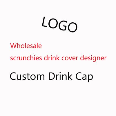 China Fashion free sample wholesale custom logo drinks cover scrunchie with straw cover pattern scrunchie designer cup for sale