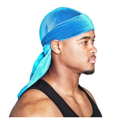 China New multi-function long external durags doo durags headwrap Bandanas hat long velvet tail straps for sale