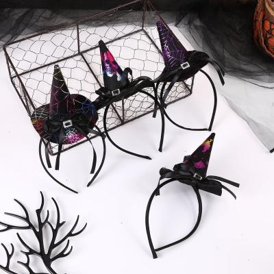 China Fashion Cute Witch Halloween Props Cosplay Black Hat Ghost Headband And Pumpkin Glitter Witch Headband for sale