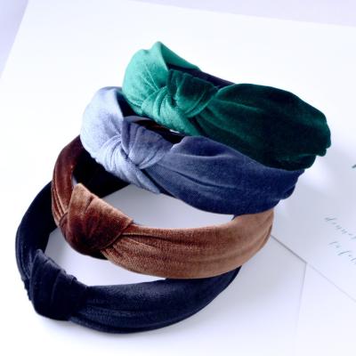 China Fashion Fashion Wide Tied Turban Velvet Pleuche Headbands Hair Band Hair Hoops Hair Accessories for Women and Girls for sale