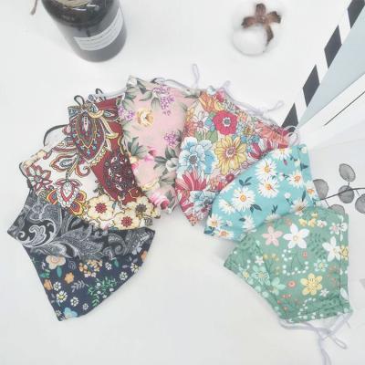 China Fashion Flower Washable Reusable Face Mask Printed Cloth P.M. 2.5 Dust Mouth Cover Adult Protective Face Mask for sale