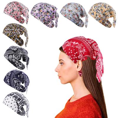 China Popular Retro Bandana Headband Elastic Hair Band Scarf Triangle Turban Headwrap Women Hair Accessories for sale