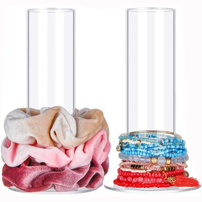 China Clear Acrylic Hair Scrunchies Hair Ties Rack Holder Headband Display Stand Popular Elastic Storage Rack for sale