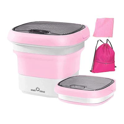 China 11 Inch Ultrasonic Pink Hotel Mini Washing Machine Portable Folding For Apartment for sale