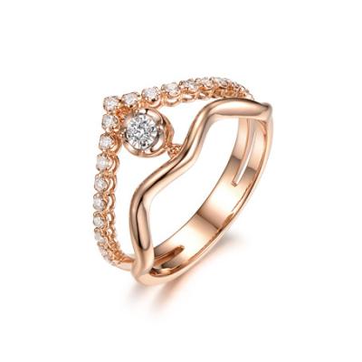 China FASHIONABLE Daily Use Engagement Jewelry Classic Design 18K Rose Gold Diamond Engagement Ring For Women for sale