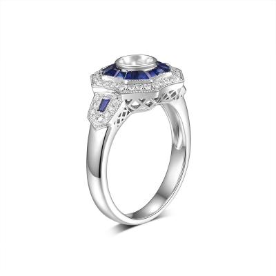 China FASHIONABLE Ring Mounting PT950 Diamond and Sapphire for sale