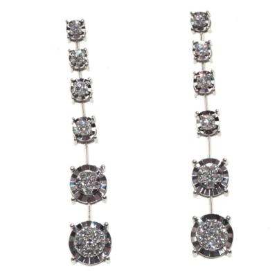 China TRENDY Women Jewelry Party Gift 18K White Gold Pave Diamond Drop Earring for sale