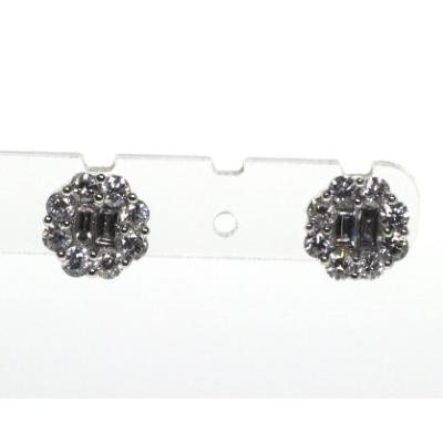 China Best Seller 18K White Gold Fashionable Custom Fashion Baguette Diamond Stud Earring for sale