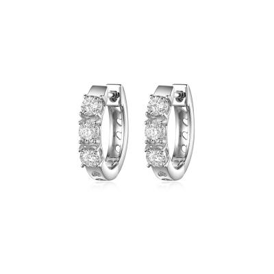 China TRENDY Everyday Use Jewelry 18K Casual Delicate White Gold Diamond Hoop Earring for sale