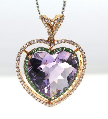 China FASHIONABLE 18K Gold Heart Shape Amethyst Pendant For Women Jewelry for sale