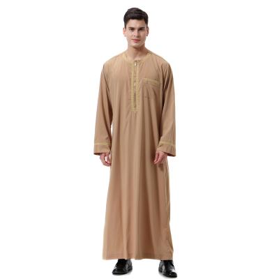 China Dubai Abaya Dubai NKL2102-105 Long Sleeve Thobe Men's Abaya Dubai NKL2102-105 Zipper O Neck Good Quality Muslim Casual Loose Print for sale